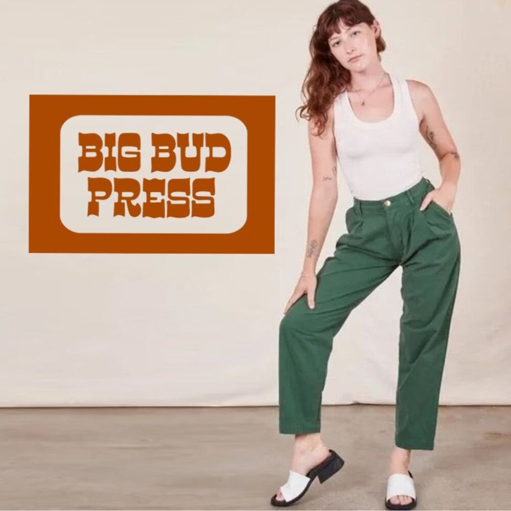 BIG BUD PRESS Heavyweight Dark Emerald Green Trousers S NWOT